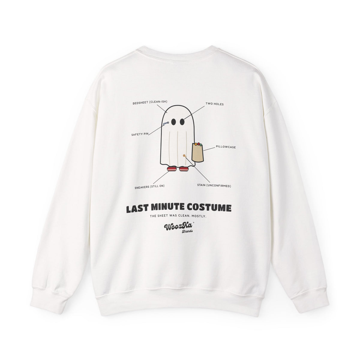 WoozKa Brands Lazy Halloween Costume Sweatshirt, Funny Ghost Back Print
