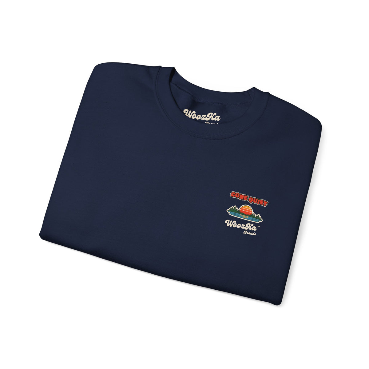 WoozKa Brands Retro Sunset Lake Sweatshirt, Nature Outdoors Pine Back Print