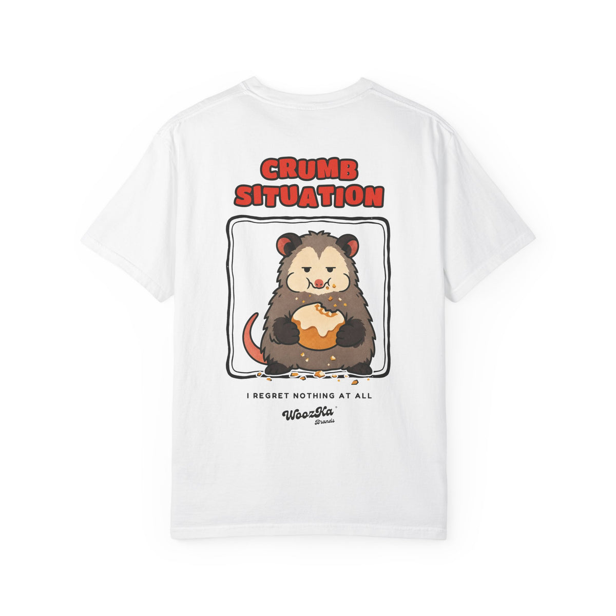 WoozKa Brands Crumb Situation Opossum Garment-Dyed T-Shirt, Two-Sided