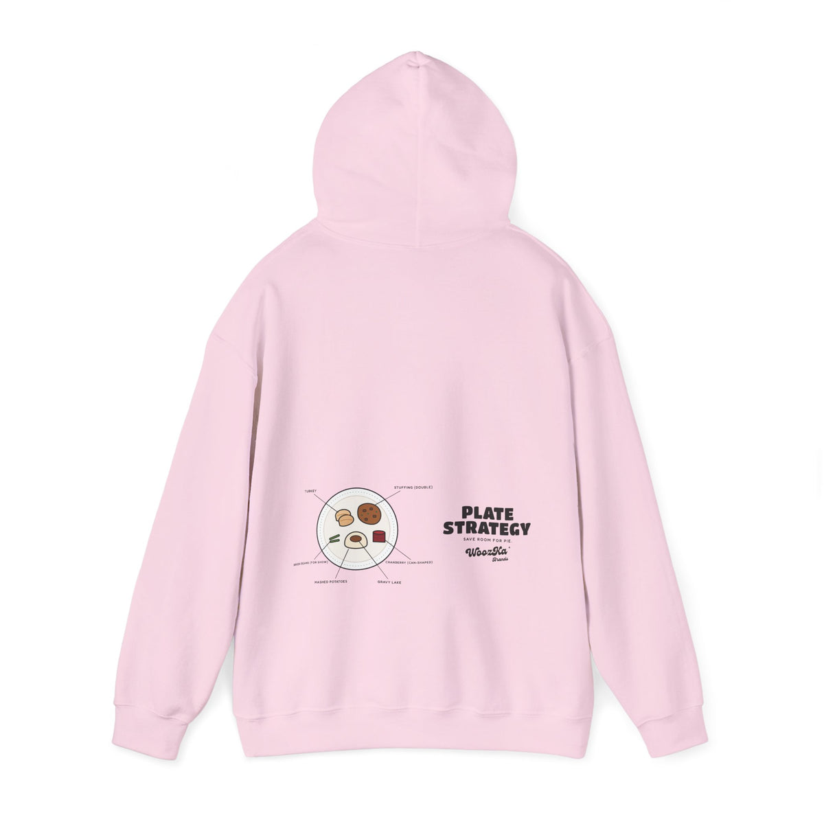 WoozKa Brands Funny Thanksgiving Hoodie, Turkey Dinner Wide Back Print
