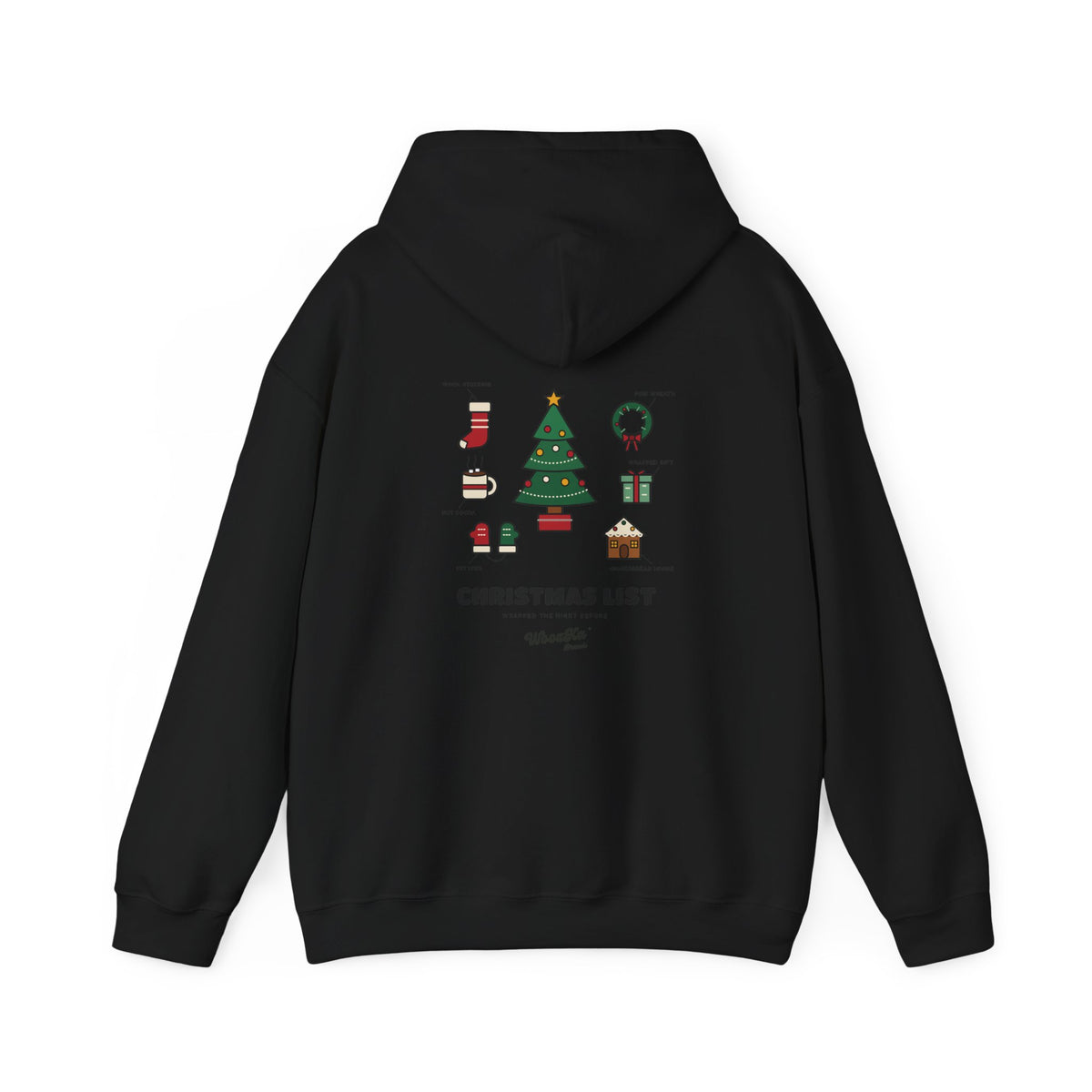 WoozKa Brands Cute Christmas Tree Hoodie, Holiday List Back Print