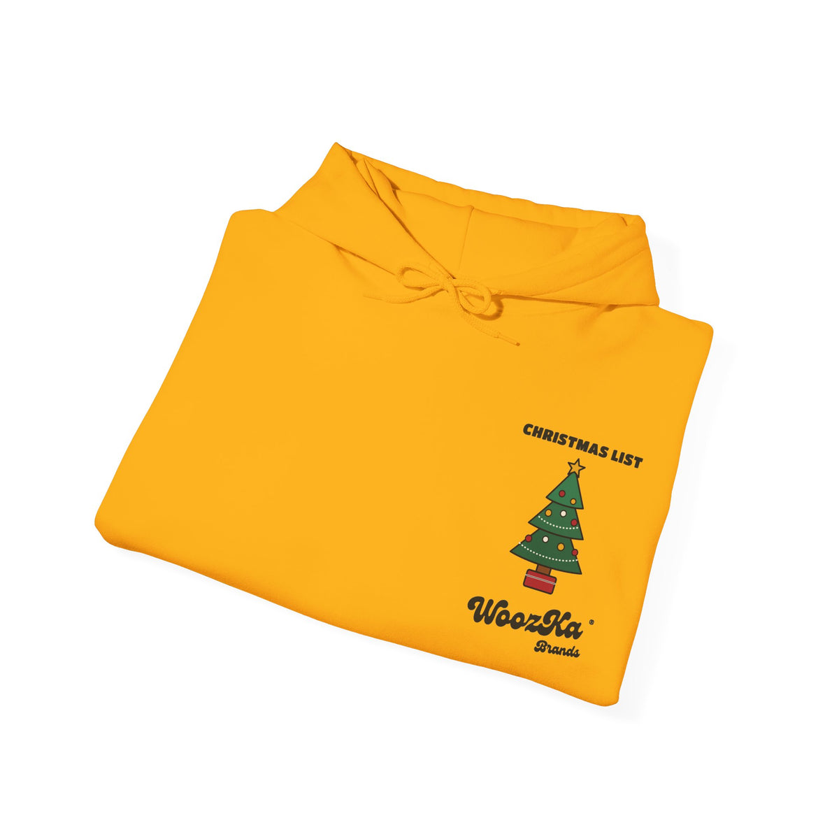 WoozKa Brands Cute Christmas Tree Hoodie, Holiday List Back Print