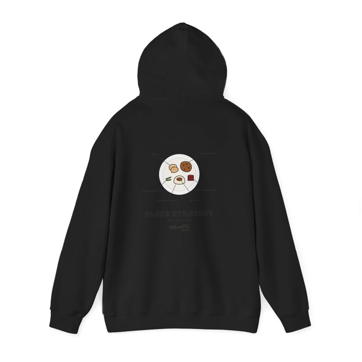 WoozKa Brands Funny Thanksgiving Hoodie, Turkey Dinner Plate Back Print