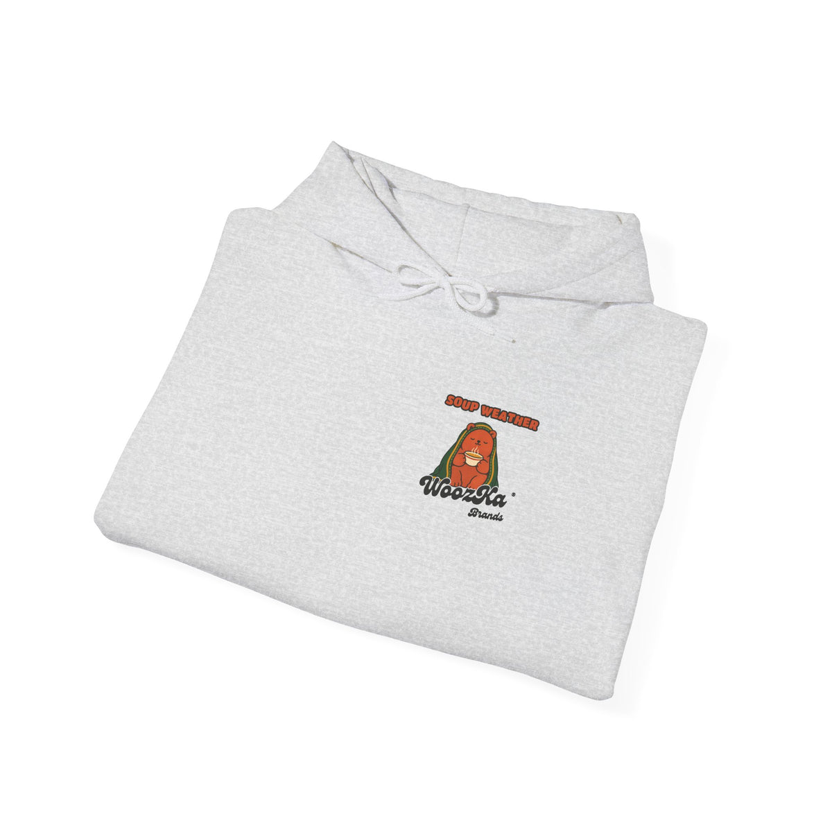 WoozKa Brands Soup Weather Bear Hoodie, Wide Back Graphic