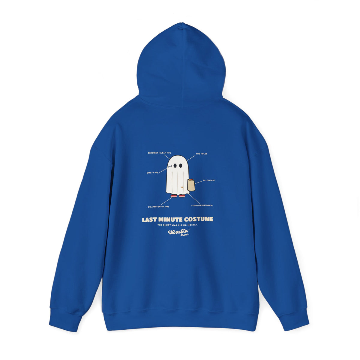 WoozKa Brands Lazy Halloween Costume Hoodie, Funny Ghost Sheet Back Print