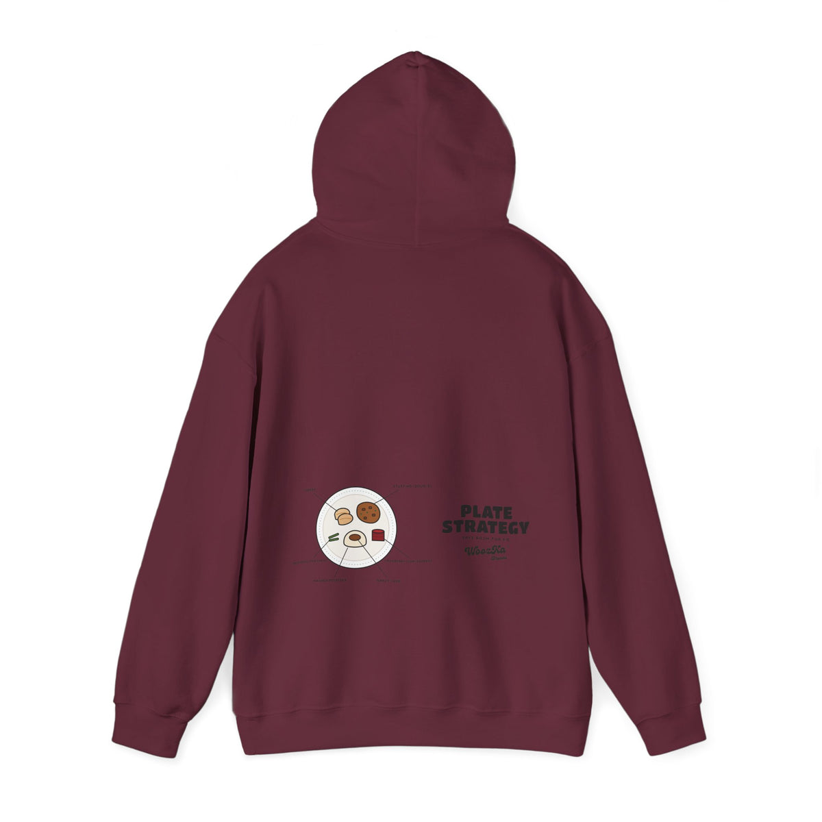 WoozKa Brands Funny Thanksgiving Hoodie, Turkey Dinner Wide Back Print