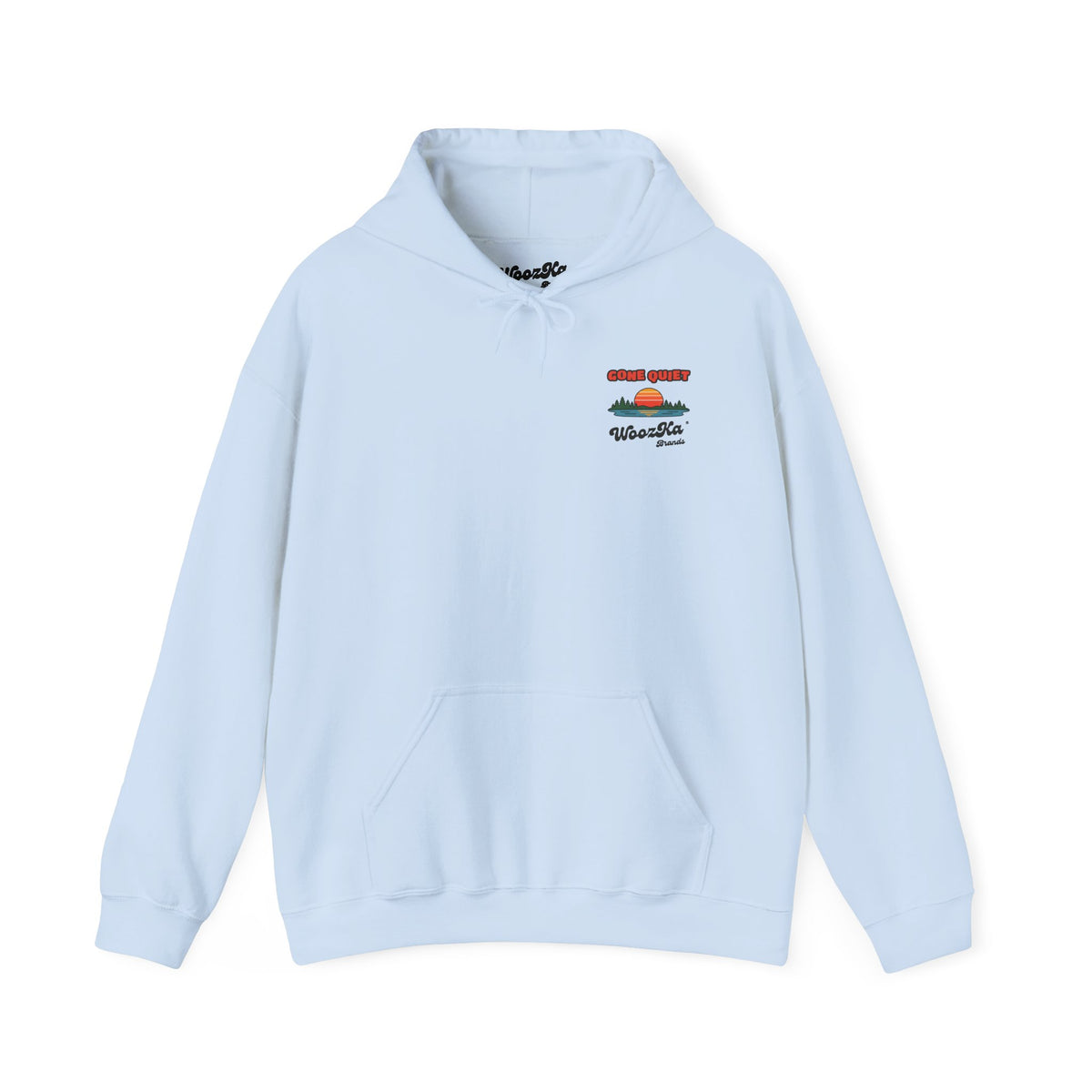 WoozKa Brands Retro Sunset Lake Hoodie, Nature Outdoors Wide Back Print