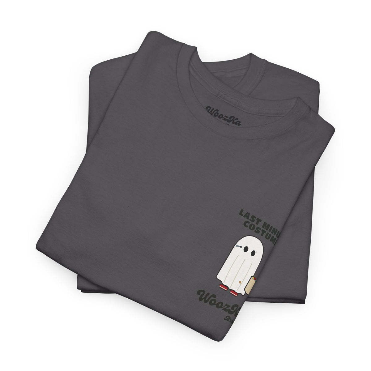 WoozKa Brands Lazy Halloween Costume T-Shirt, Funny Ghost Sheet Back Print