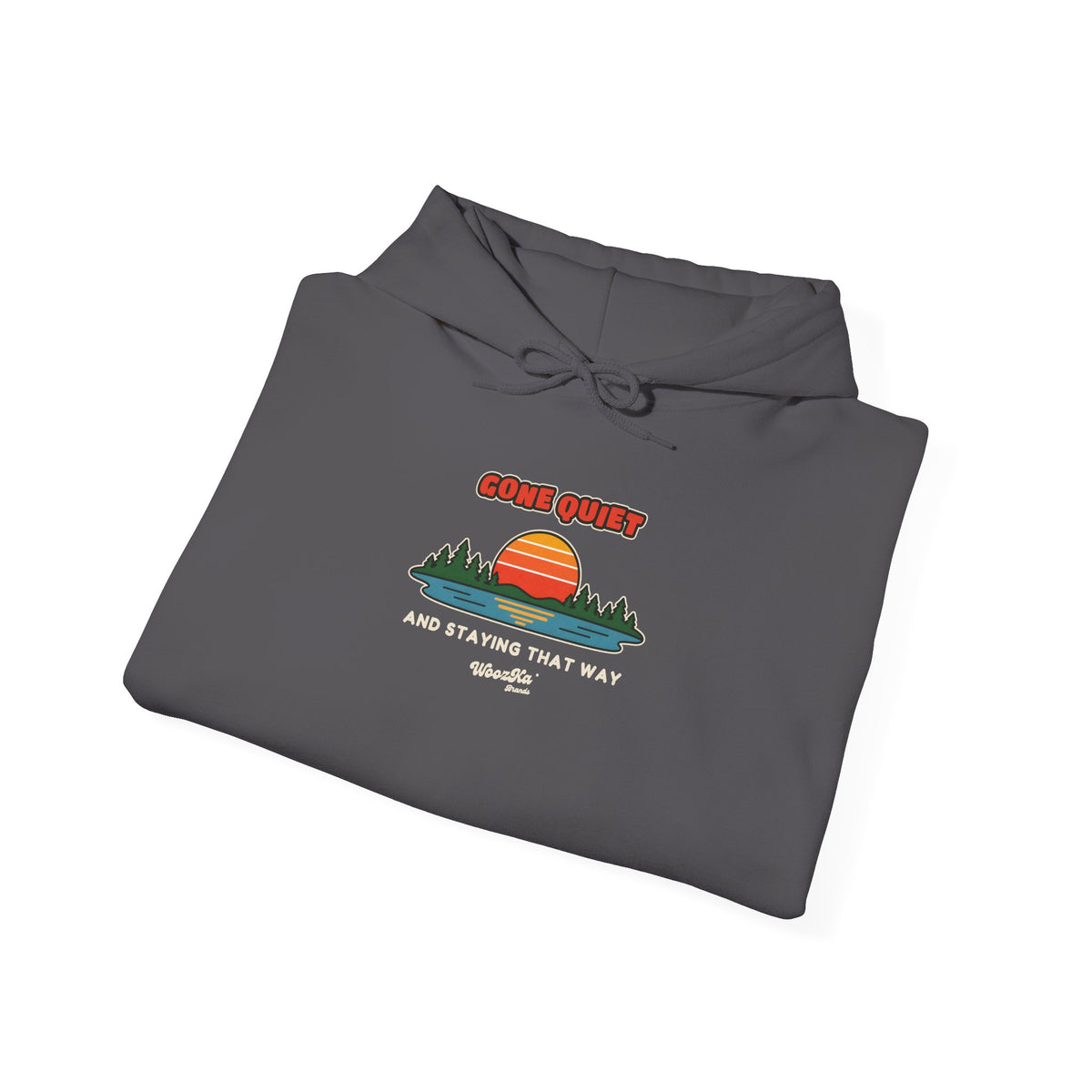 WoozKa Brands Retro Sunset Lake Hoodie, Nature Outdoors Pine Front Print