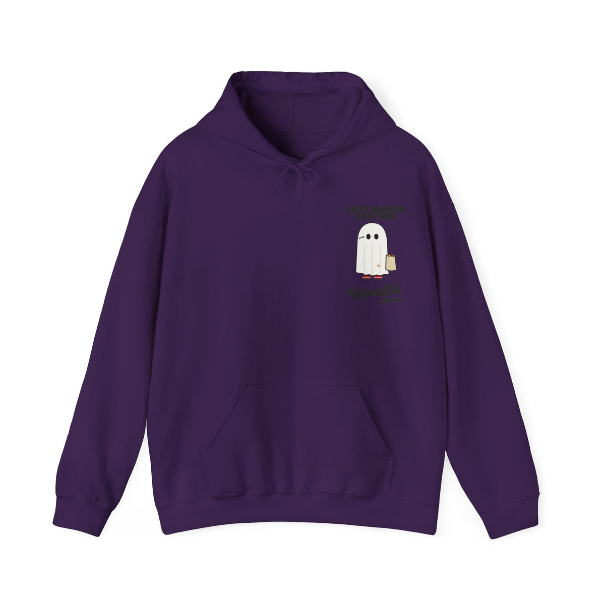 WoozKa Brands Lazy Halloween Costume Hoodie, Funny Ghost Wide Back Print