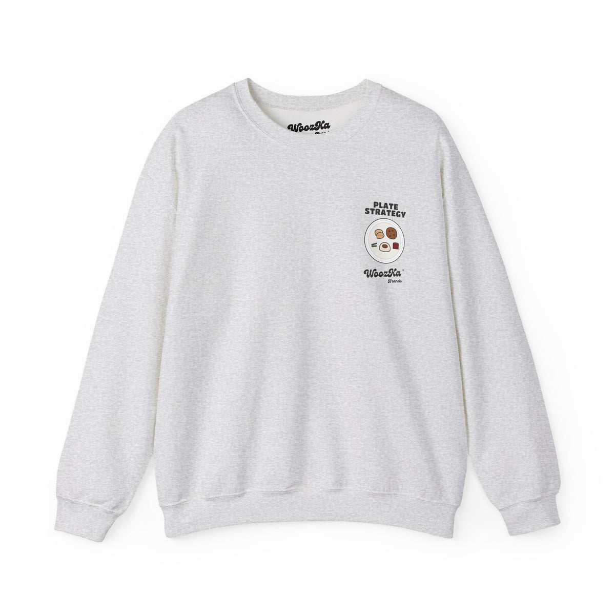 WoozKa Brands Funny Thanksgiving Sweatshirt, Turkey Dinner Plate Back Print