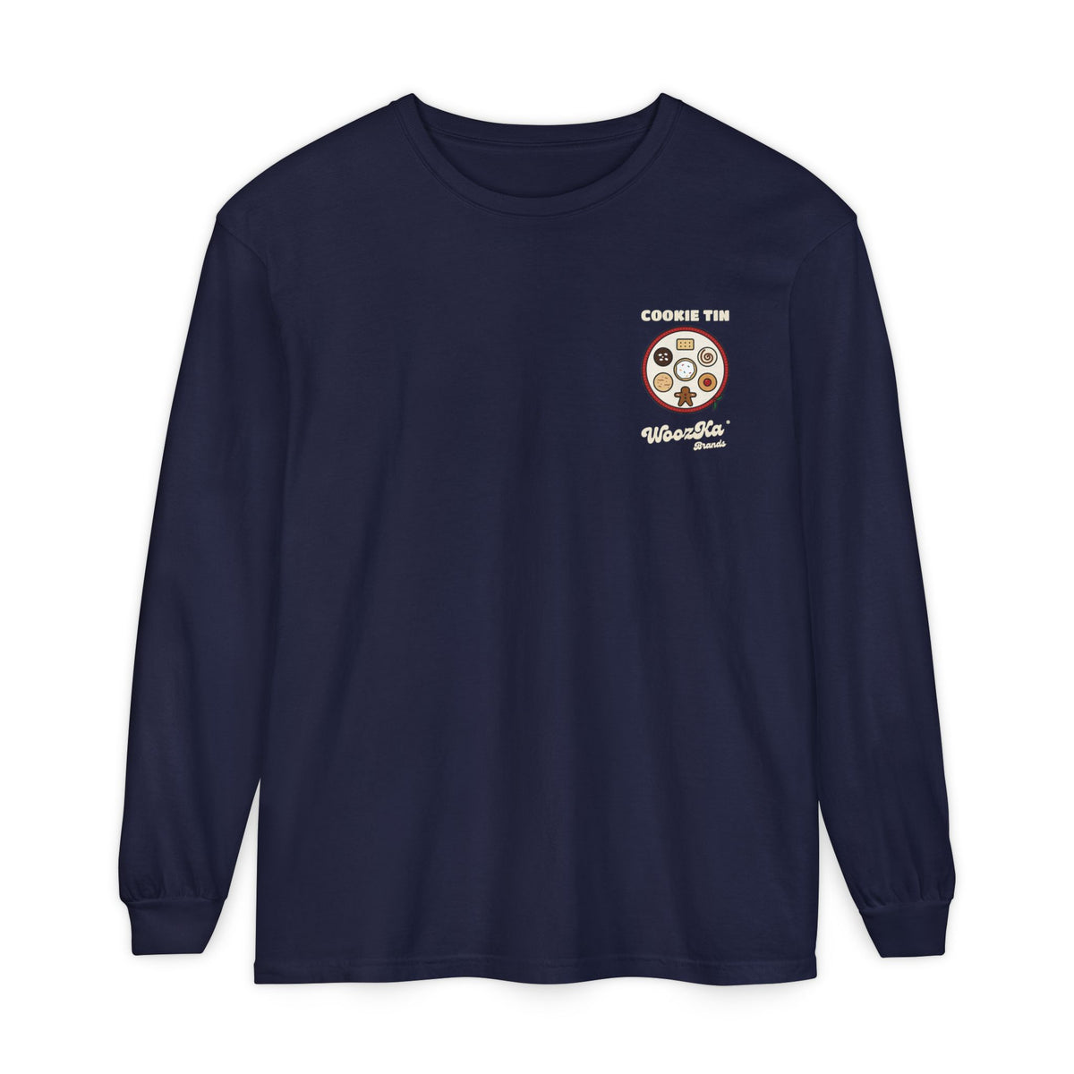 WoozKa Brands Christmas Cookie Long Sleeve Tee, Holiday Baking Back Print