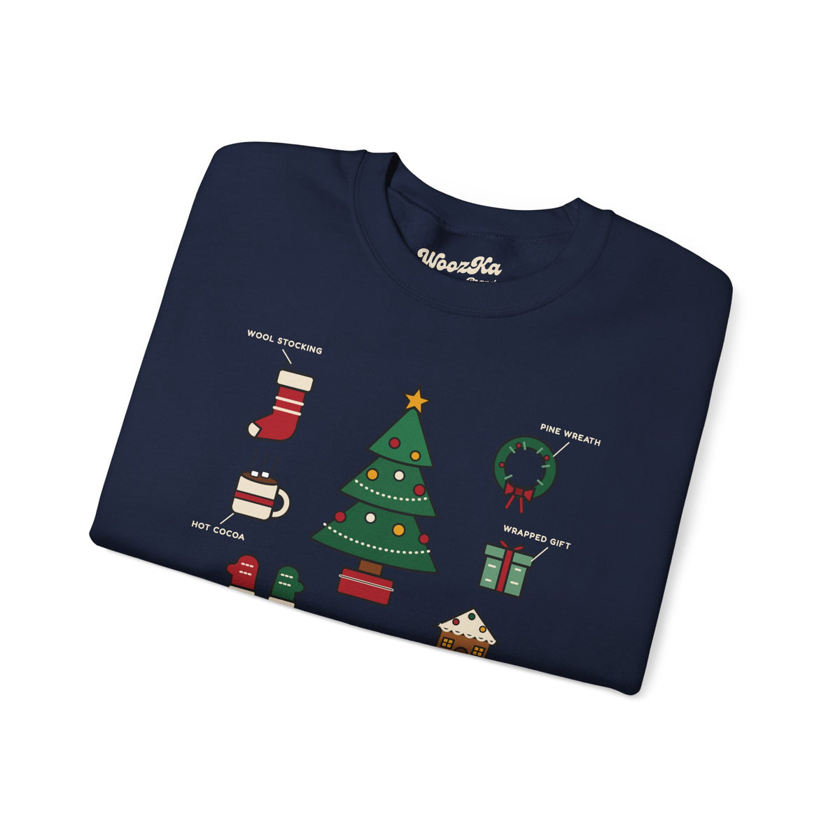 WoozKa Brands Cute Christmas Tree Sweatshirt, Holiday List Front Print
