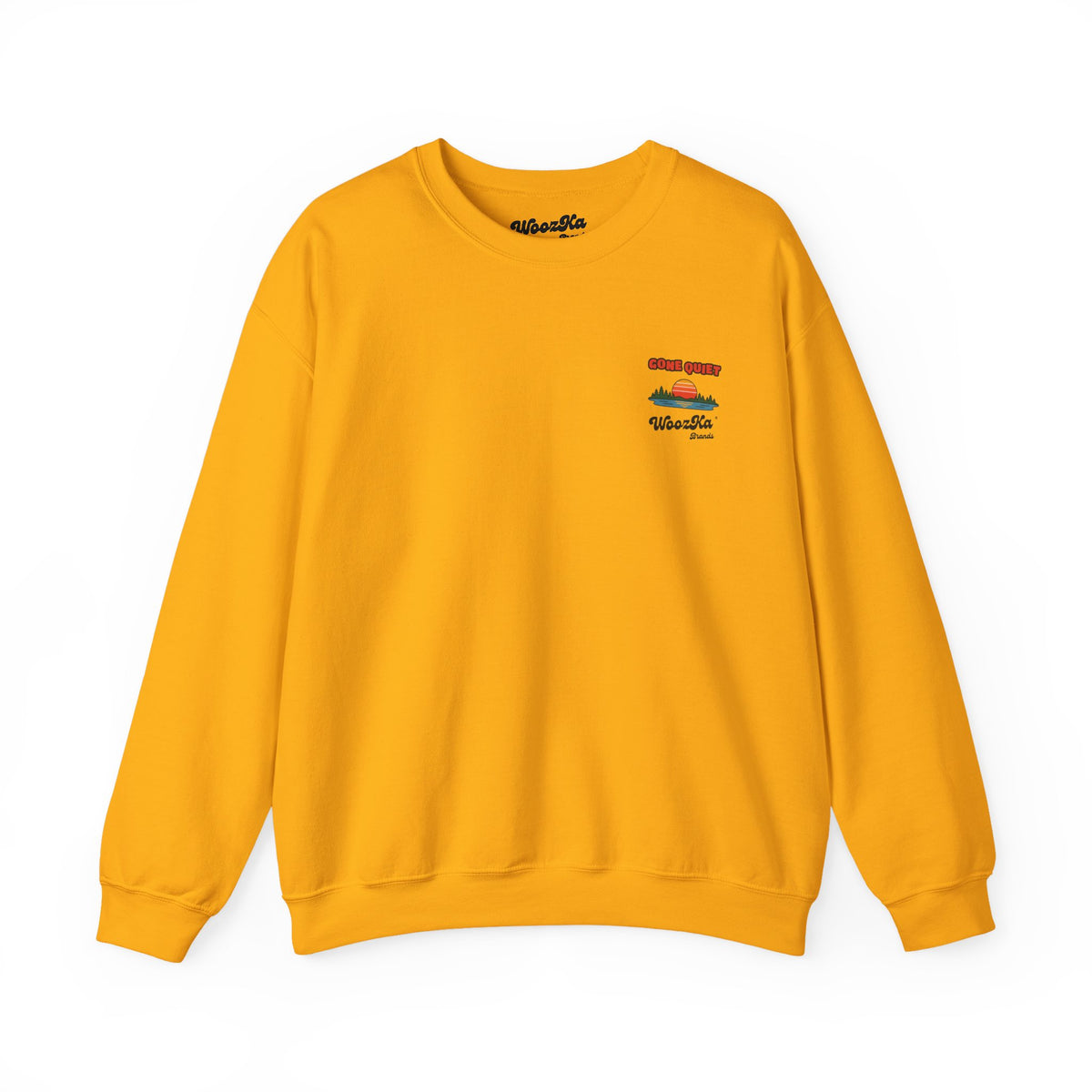 WoozKa Brands Retro Sunset Lake Sweatshirt, Nature Outdoors Pine Back Print