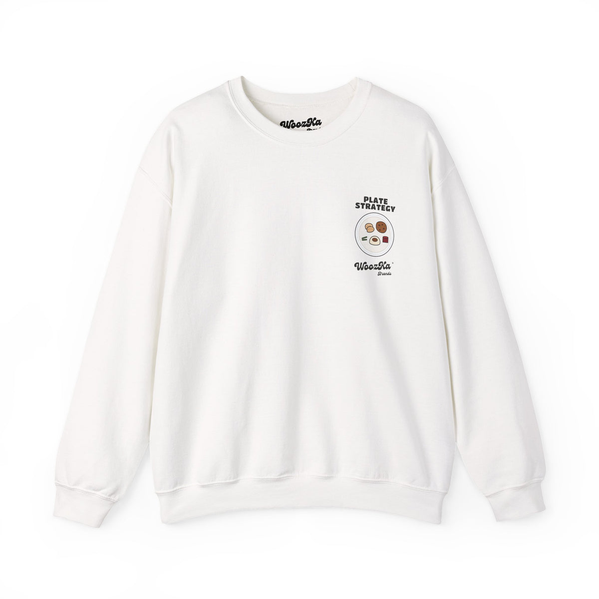WoozKa Brands Funny Thanksgiving Sweatshirt, Turkey Dinner Plate Back Print