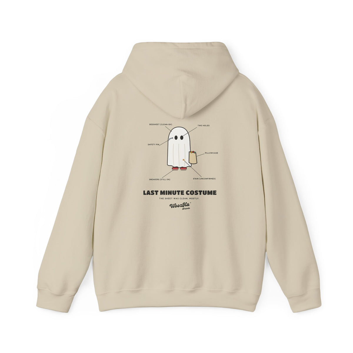 WoozKa Brands Lazy Halloween Costume Hoodie, Funny Ghost Sheet Back Print