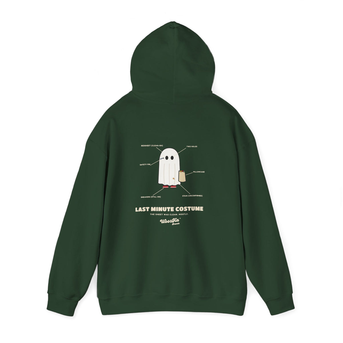 WoozKa Brands Lazy Halloween Costume Hoodie, Funny Ghost Sheet Back Print