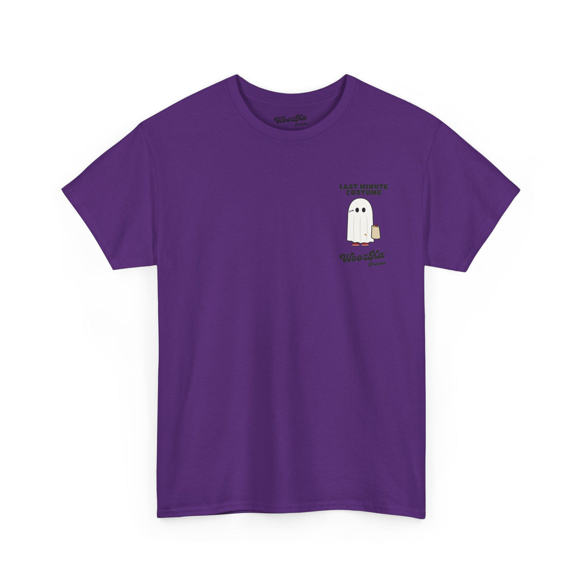 WoozKa Brands Lazy Halloween Costume T-Shirt, Funny Ghost Sheet Back Print