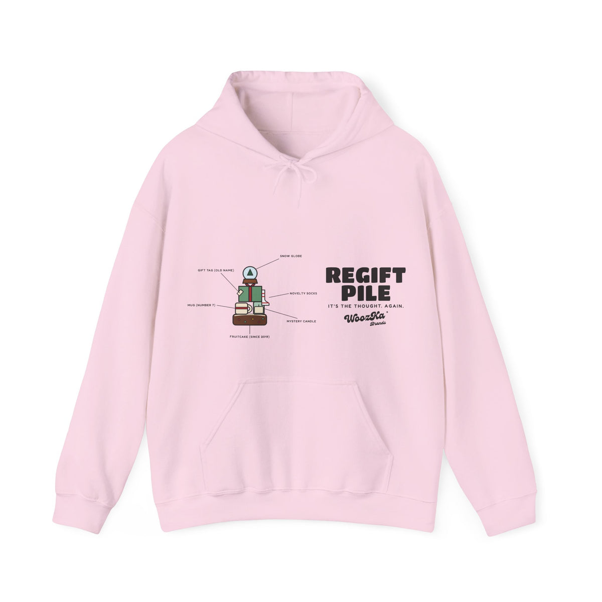 WoozKa Brands Funny Christmas Hoodie, Regift Office Party Wide Front Print
