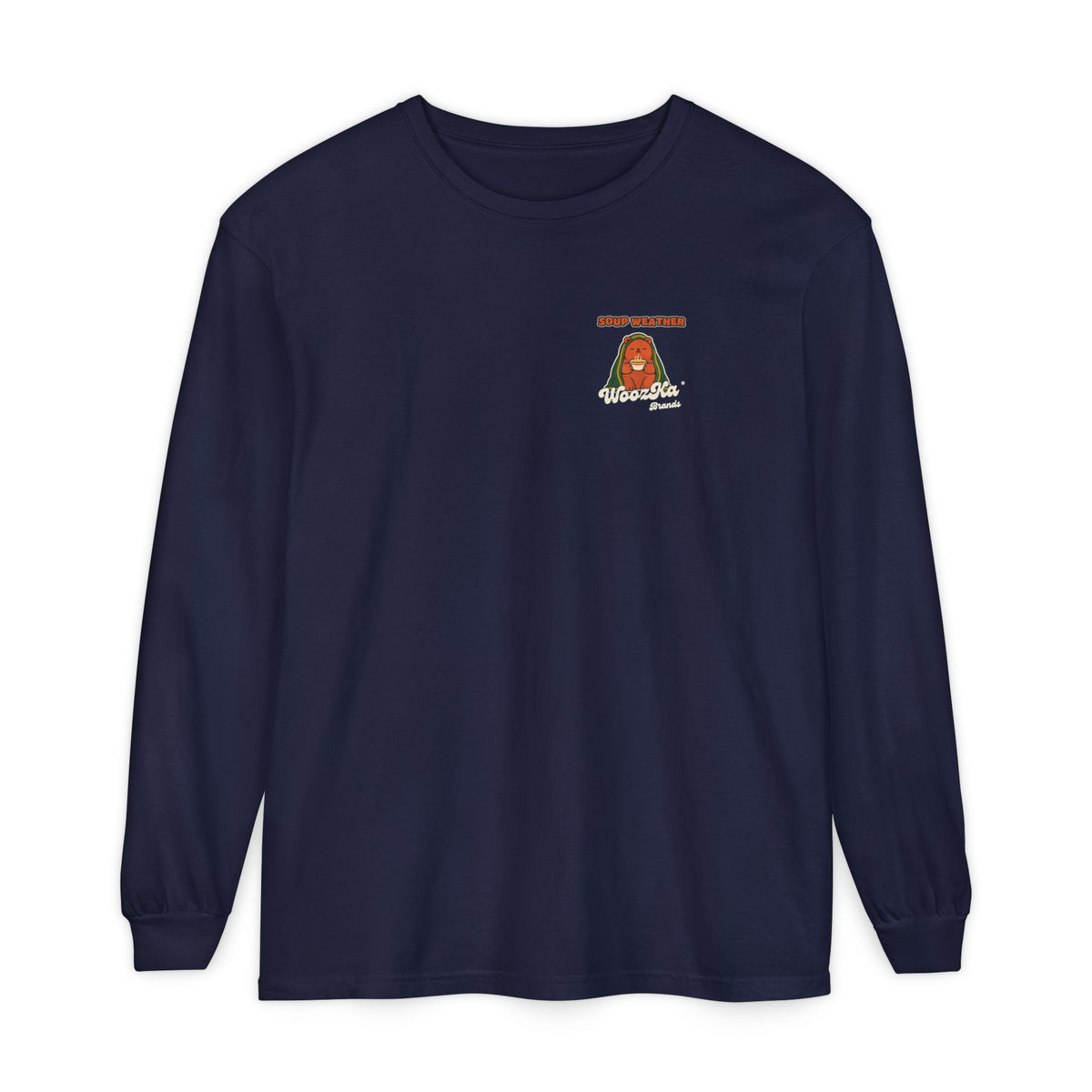 WoozKa Brands Soup Weather Bear Long Sleeve T-Shirt, Front and Back Graphic