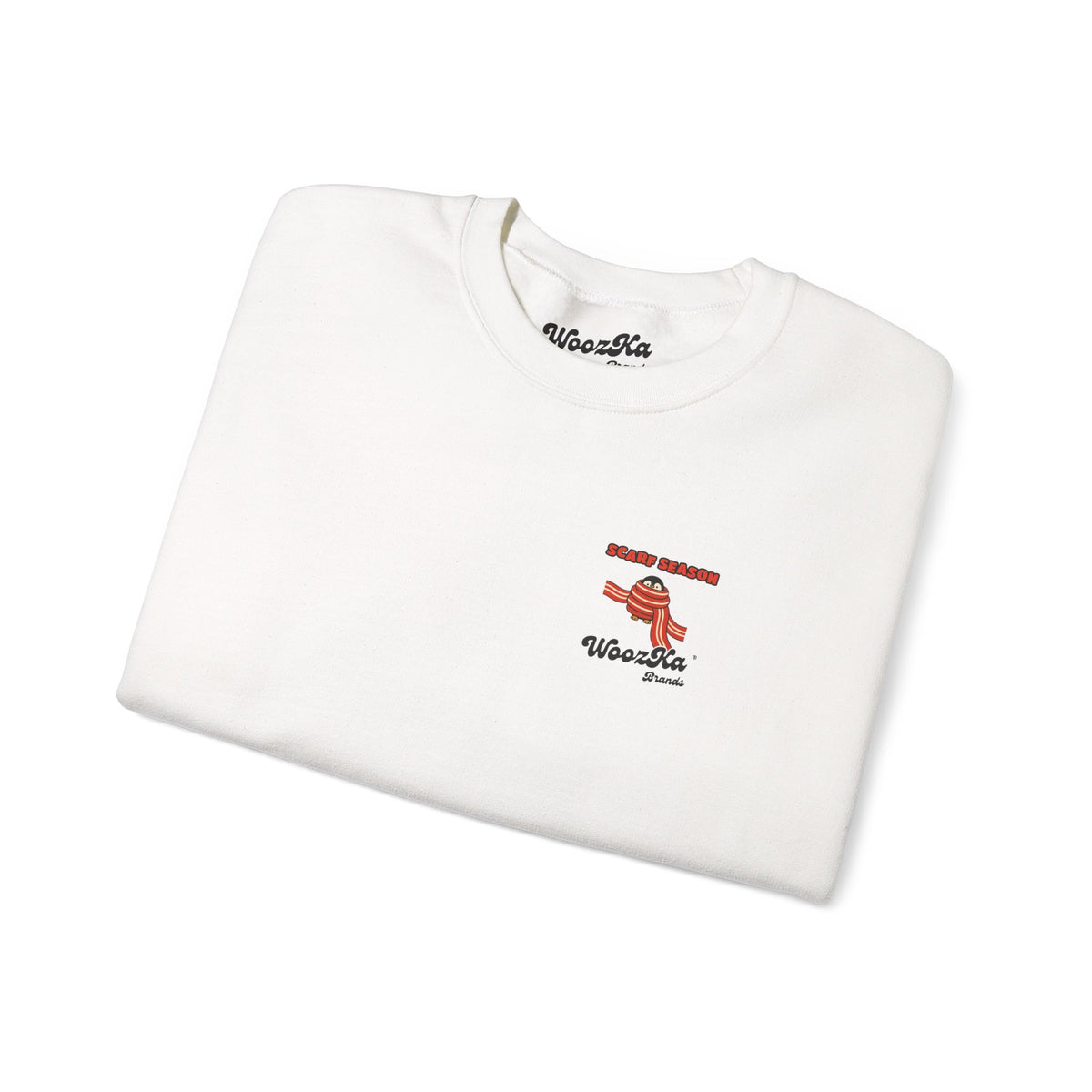 WoozKa Brands Scarf Season Penguin Crewneck Sweatshirt, Two-Sided Graphic