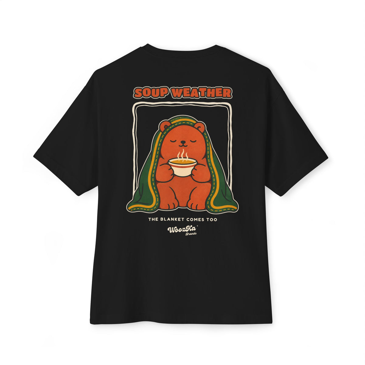 WoozKa Brands Soup Weather Bear Oversized Boxy T-Shirt, Two-Sided Graphic