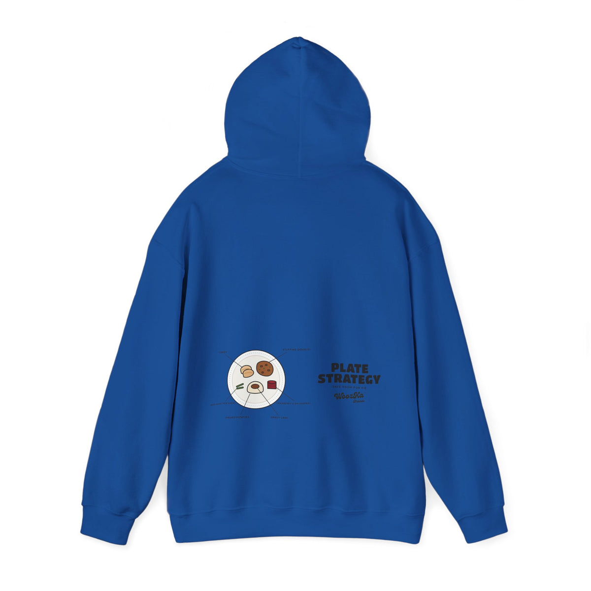 WoozKa Brands Funny Thanksgiving Hoodie, Turkey Dinner Wide Back Print