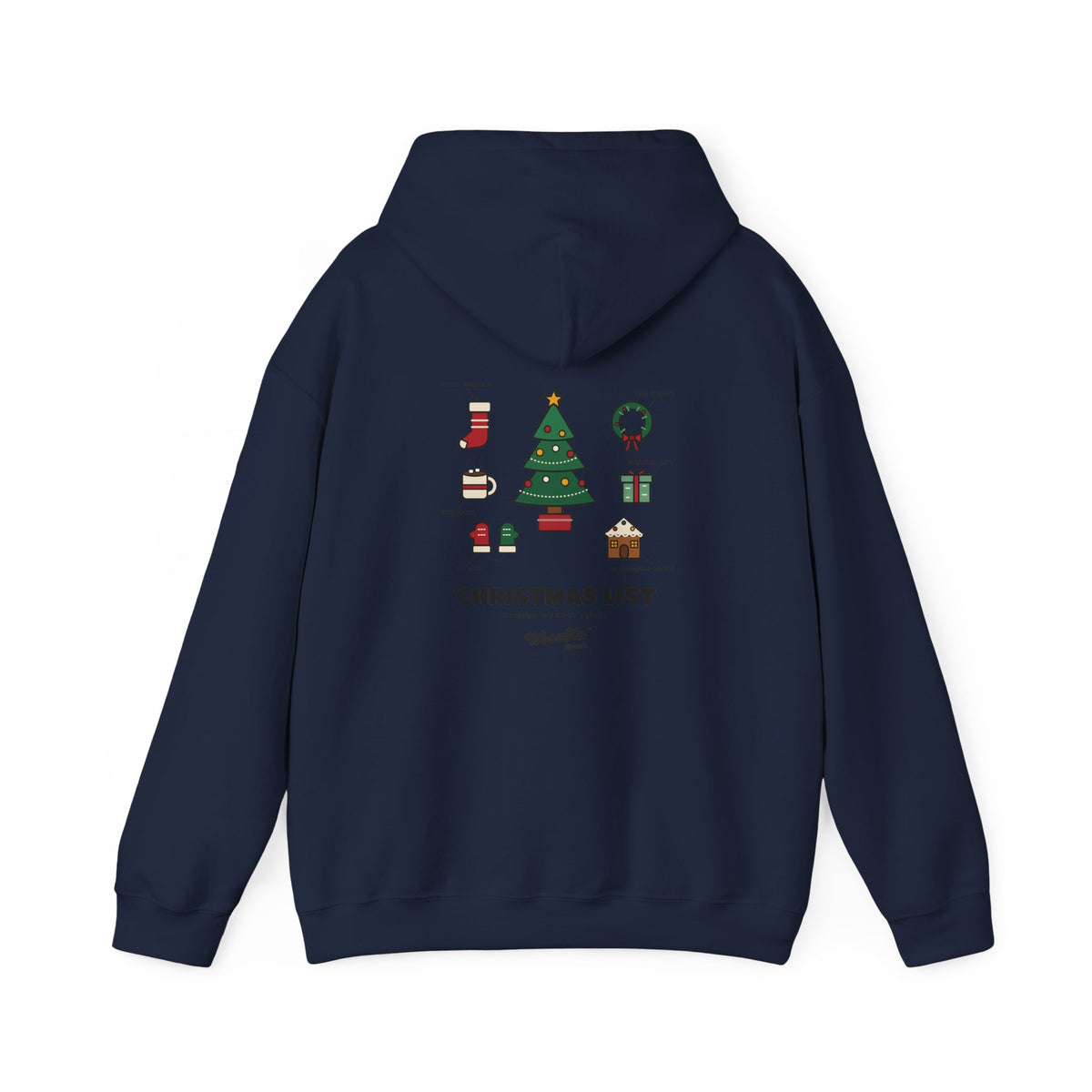 WoozKa Brands Cute Christmas Tree Hoodie, Holiday List Back Print