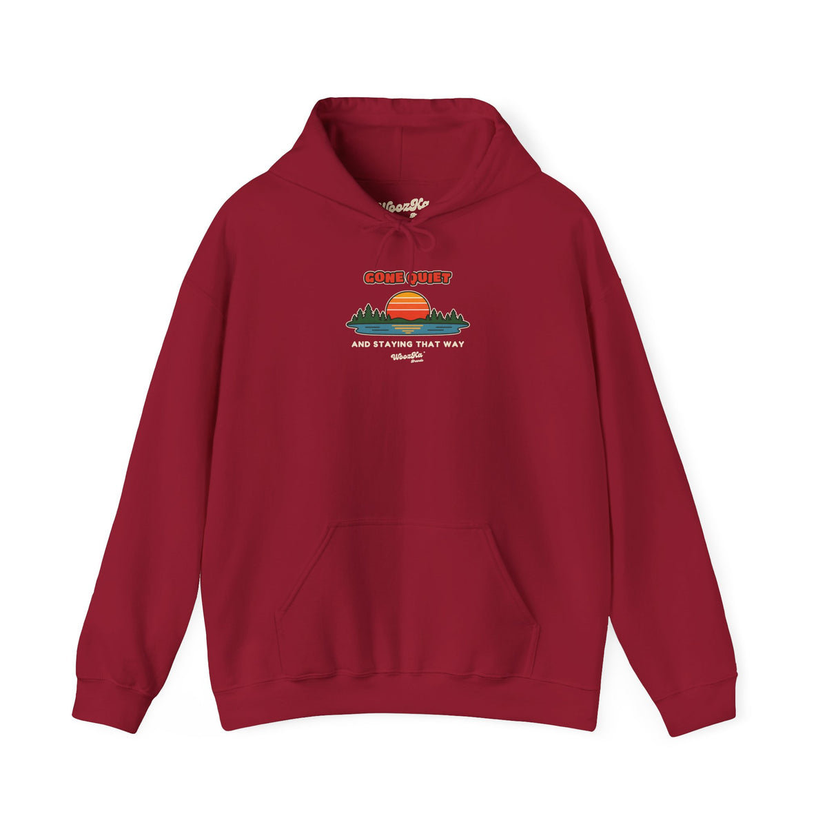 WoozKa Brands Retro Sunset Lake Hoodie, Nature Outdoors Pine Front Print