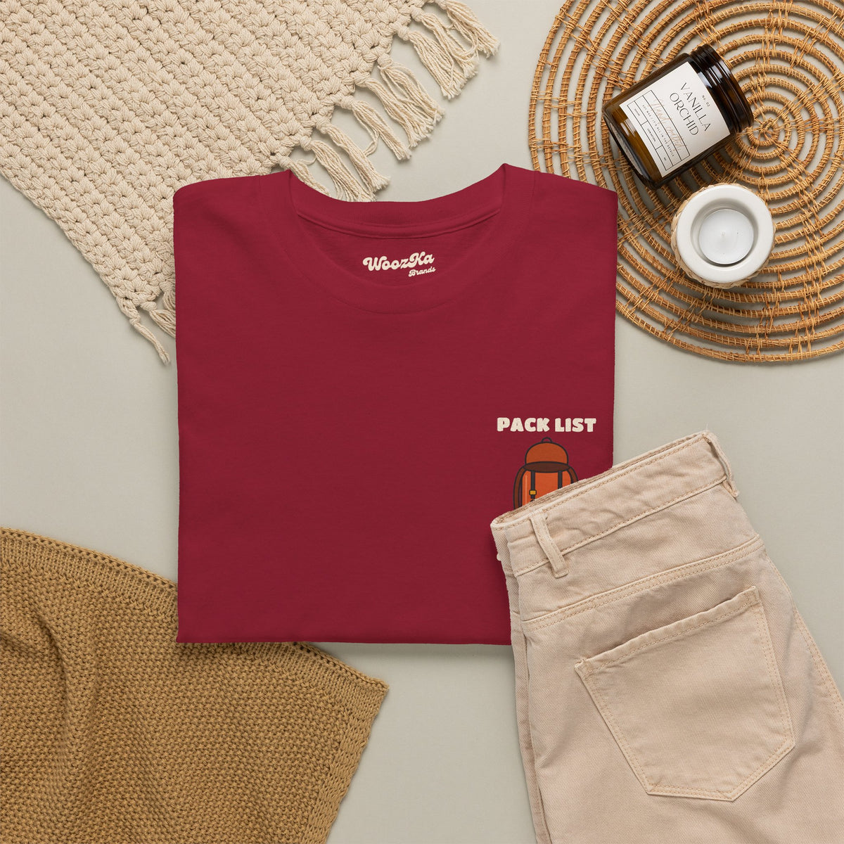 WoozKa Brands Hiking T-Shirt, Backpacking Gear List Back Print