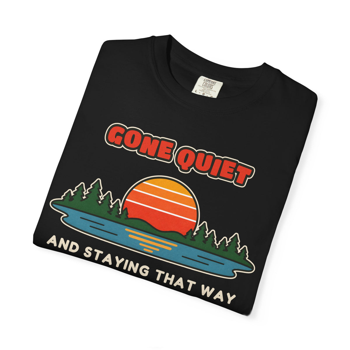 WoozKa Brands Retro Sunset Lake Heavyweight Tee, Nature Front Print