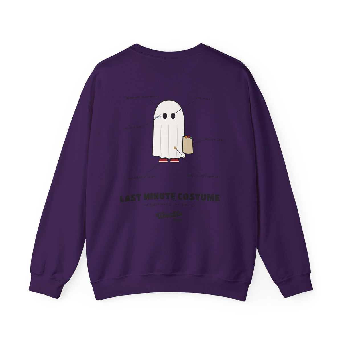 WoozKa Brands Lazy Halloween Costume Sweatshirt, Funny Ghost Back Print