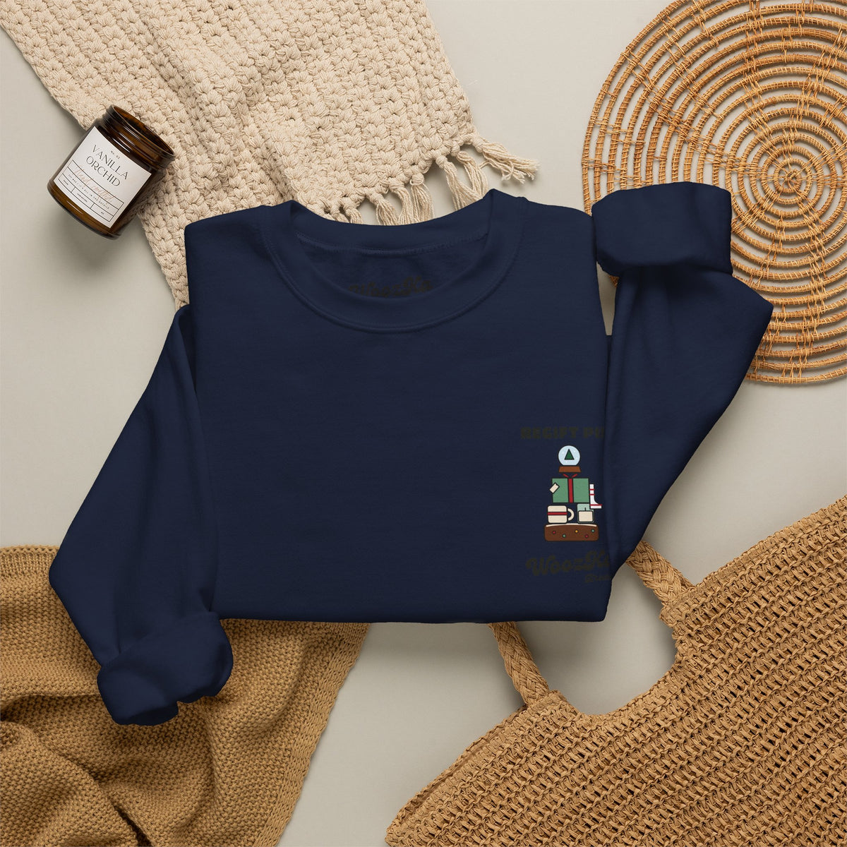 WoozKa Brands Funny Christmas Sweatshirt, Regift Office Party Back Print