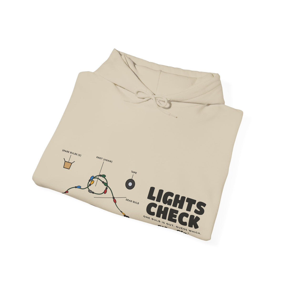WoozKa Brands Christmas Lights Hoodie, Funny Holiday Wide Front Print