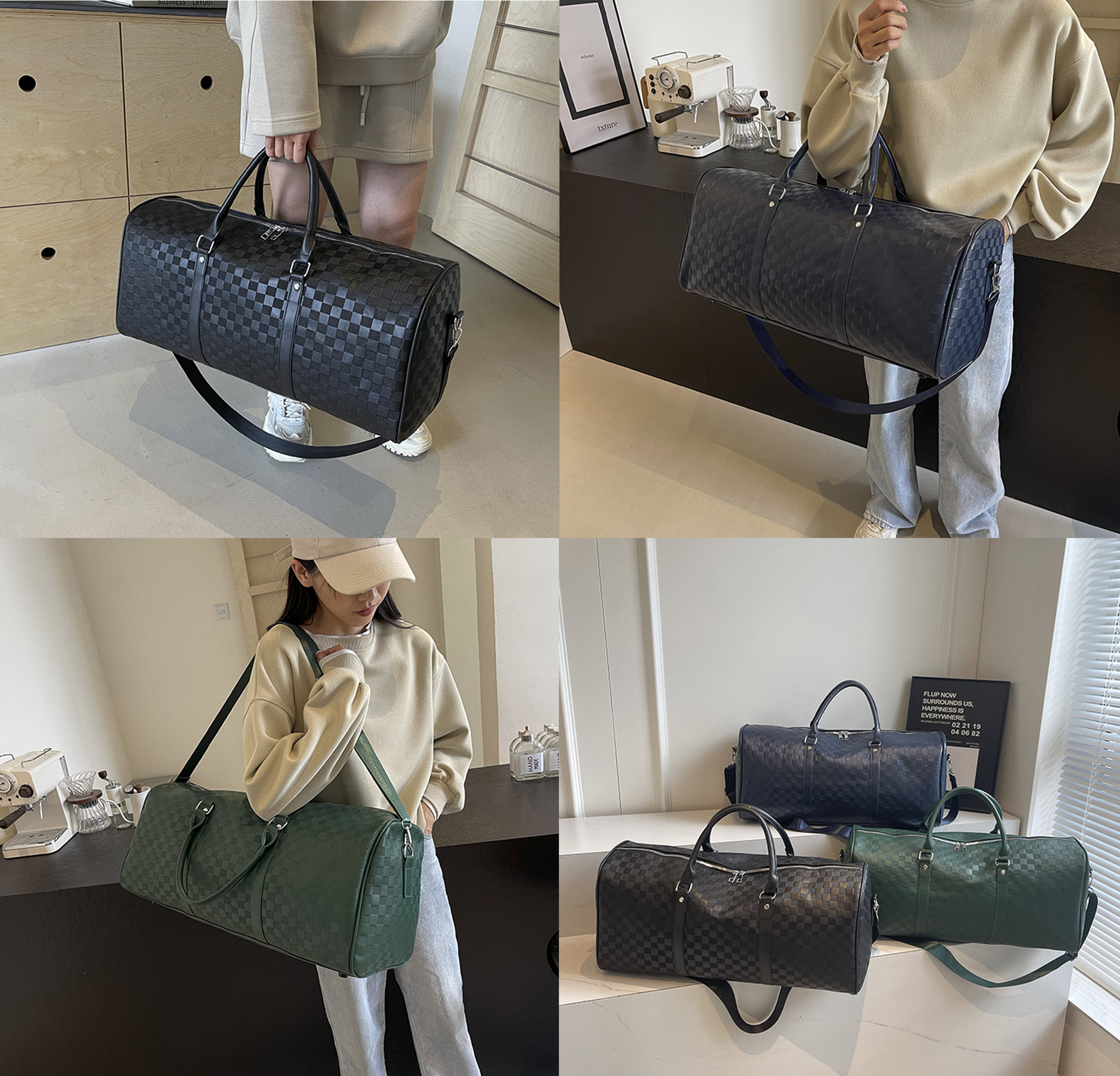 Leather Duffel Bag for Travel - Carry On Strap - Weekender / Gym Bag / Luggage