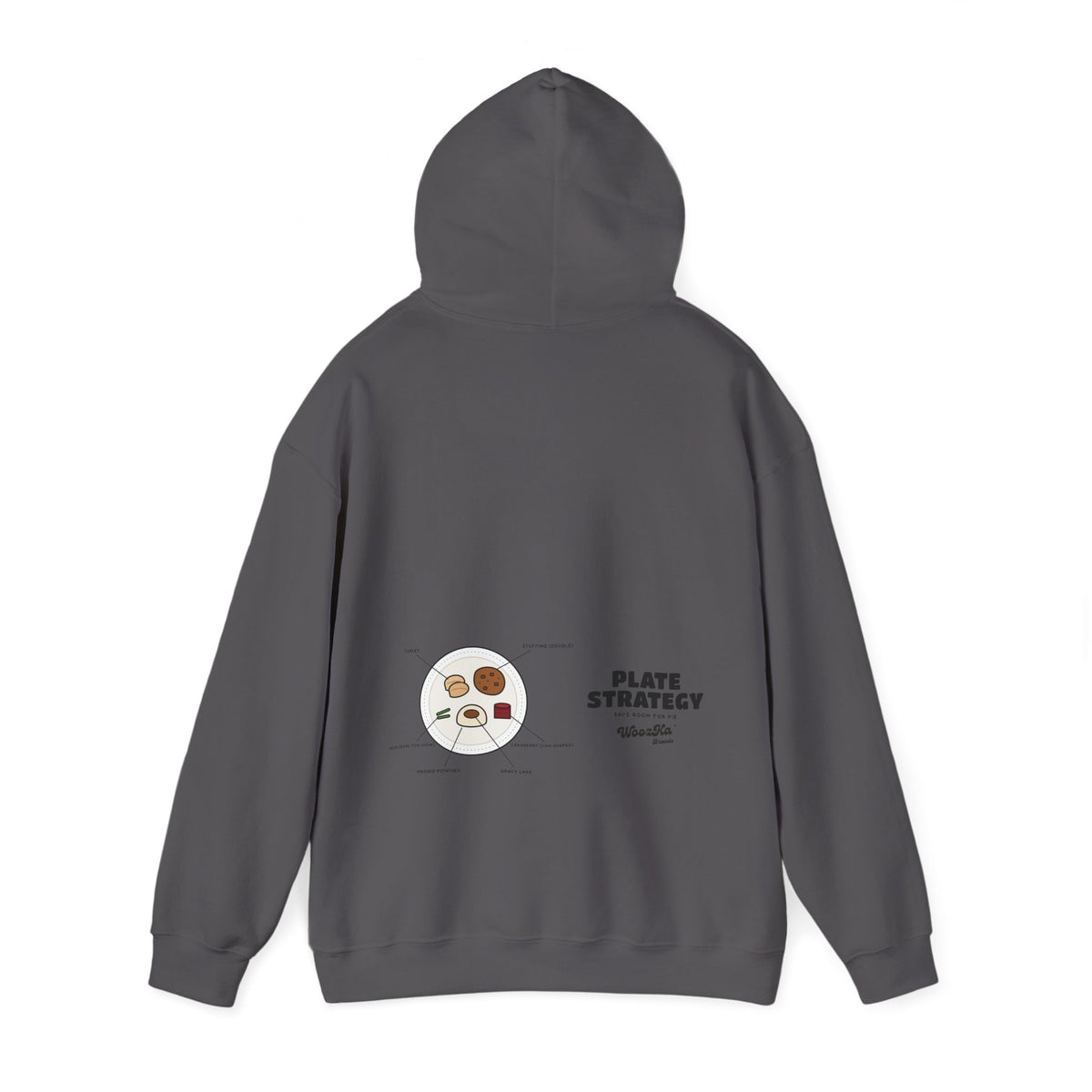 WoozKa Brands Funny Thanksgiving Hoodie, Turkey Dinner Wide Back Print