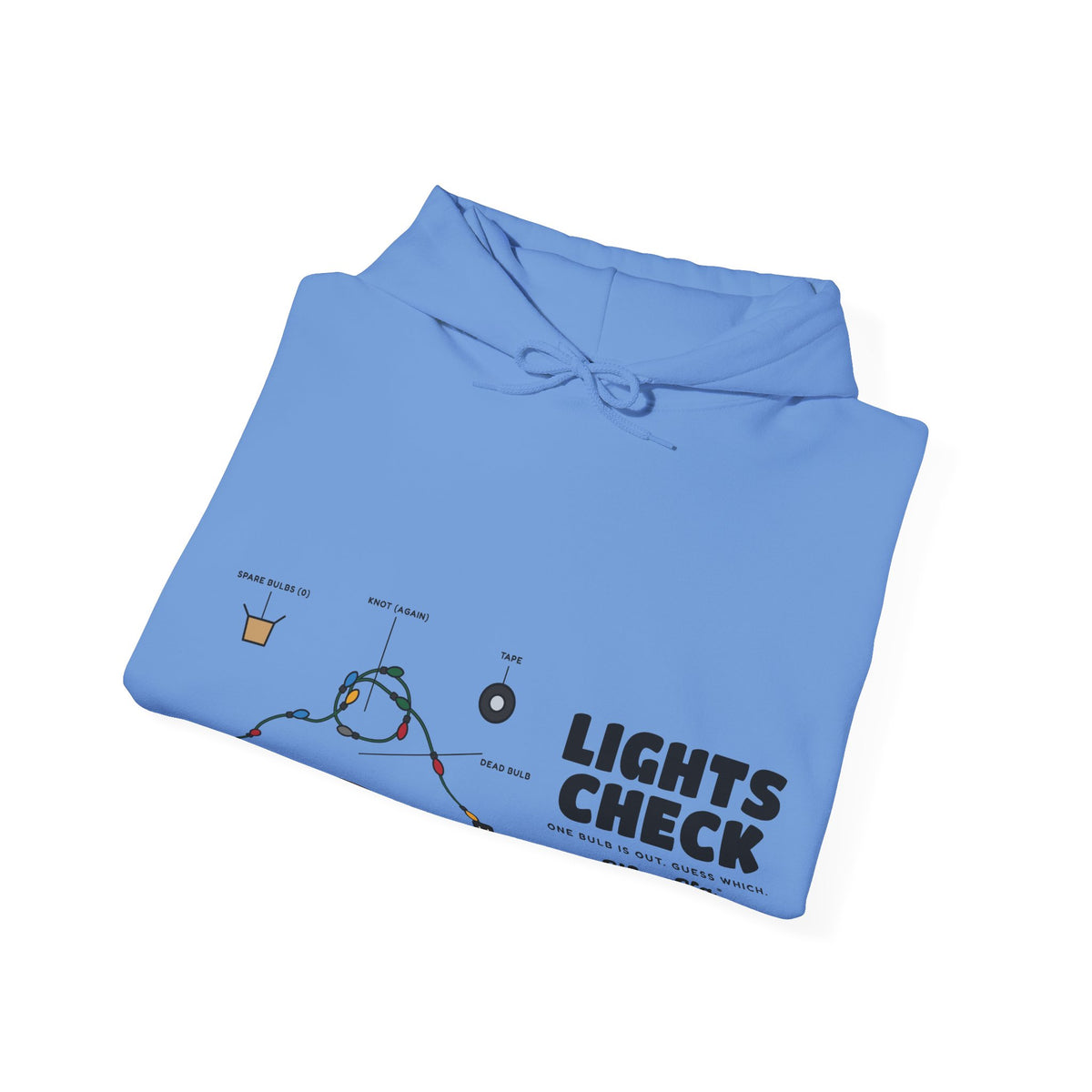 WoozKa Brands Christmas Lights Hoodie, Funny Holiday Wide Front Print