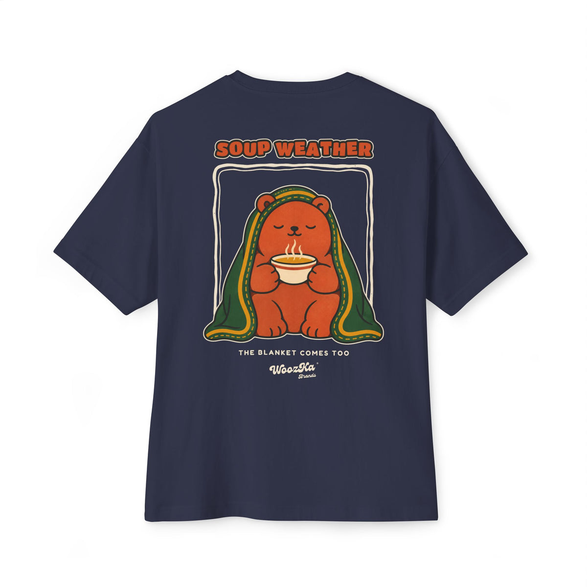 WoozKa Brands Soup Weather Bear Oversized Boxy T-Shirt, Two-Sided Graphic