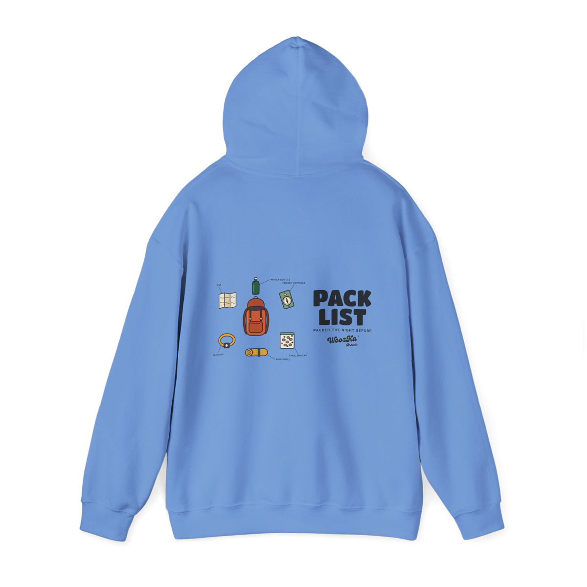 WoozKa Brands Hiking Hoodie, Backpacking Gear List Wide Back Print