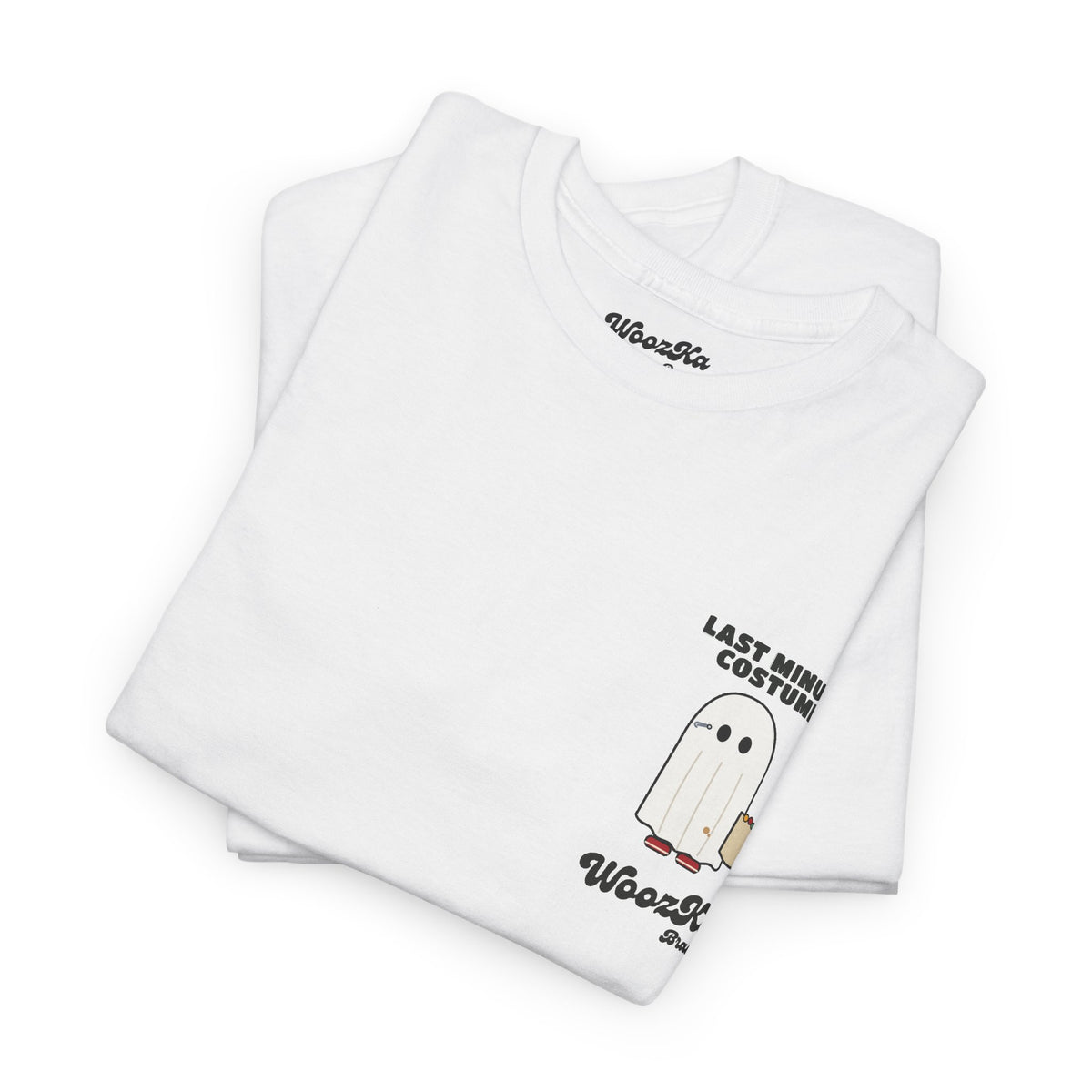 WoozKa Brands Lazy Halloween Costume T-Shirt, Funny Ghost Sheet Back Print