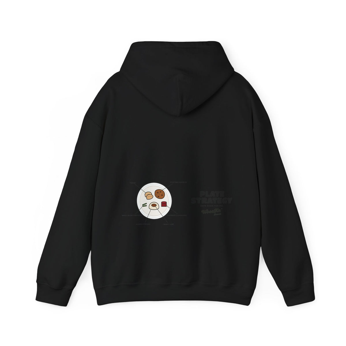 WoozKa Brands Funny Thanksgiving Hoodie, Turkey Dinner Wide Back Print