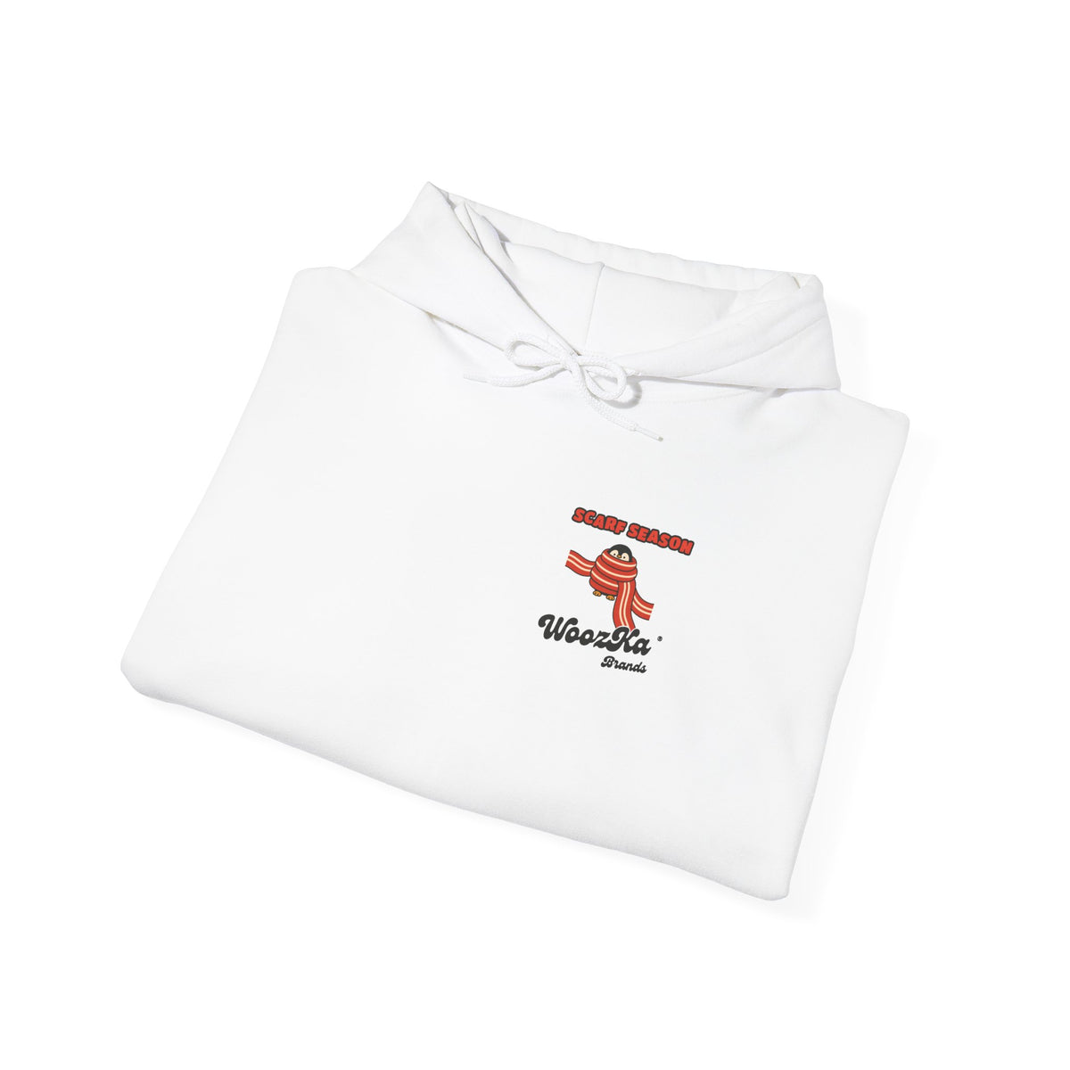 WoozKa Brands Scarf Season Penguin Hoodie, Front and Back Graphic