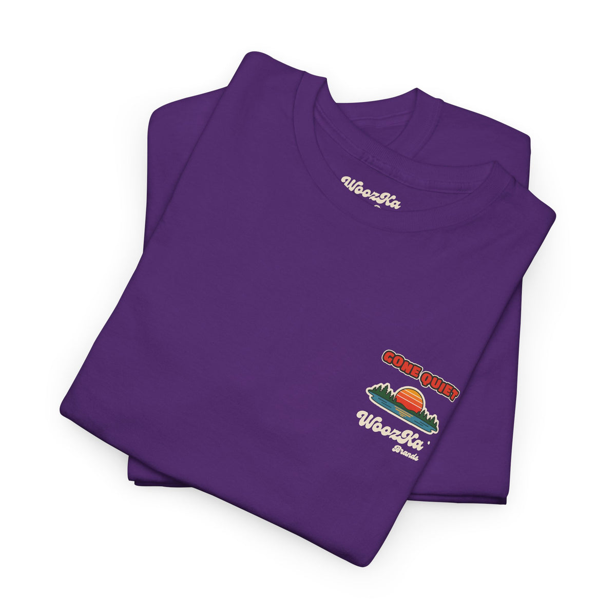 WoozKa Brands Retro Sunset Lake T-Shirt, Nature Outdoors Pine Back Print