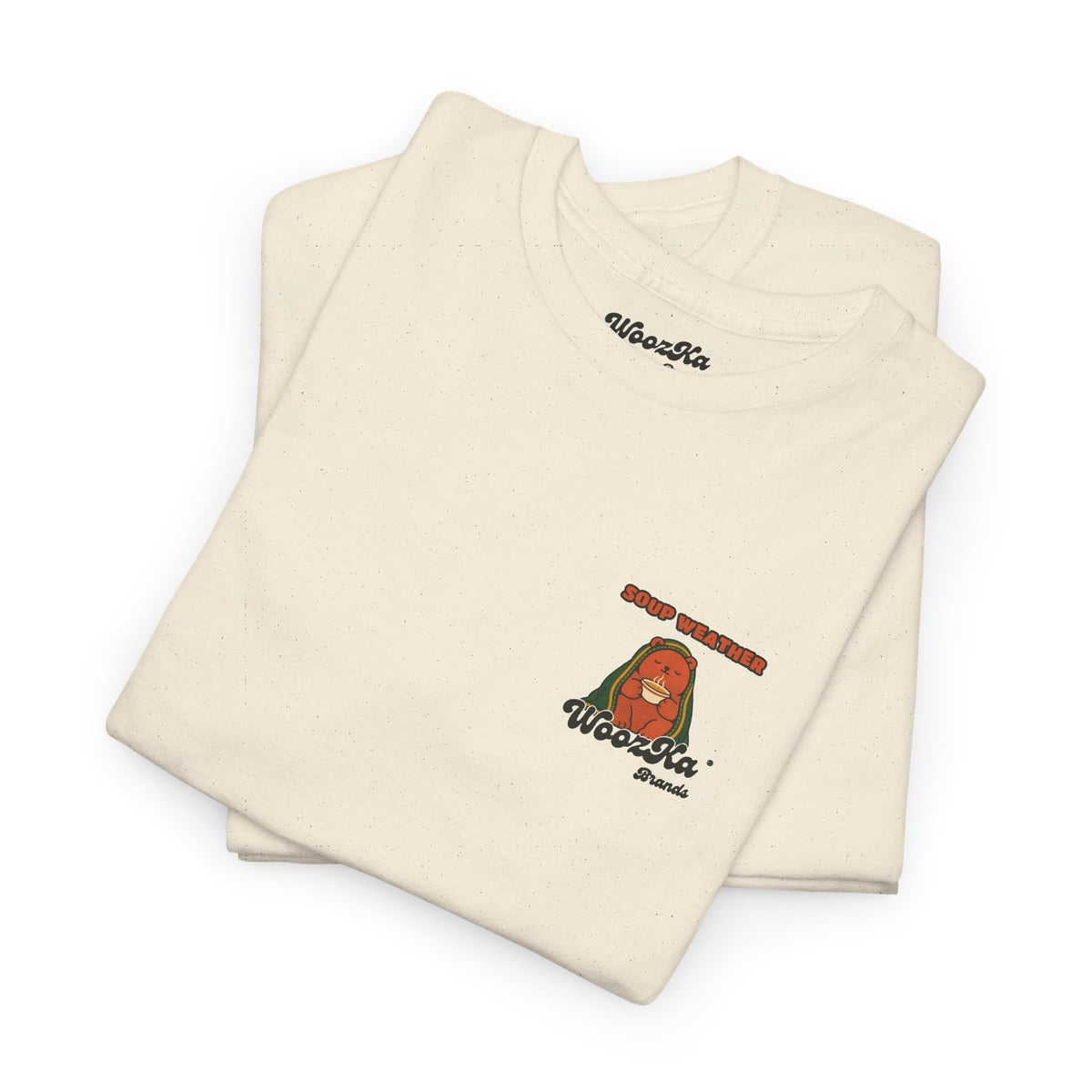 WoozKa Brands Soup Weather Bear Heavy Cotton T-Shirt, Two-Sided Graphic