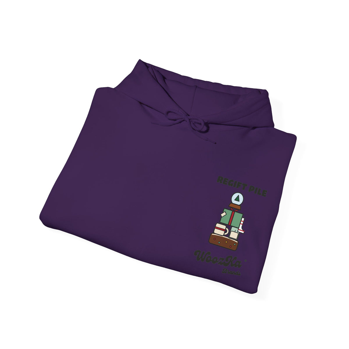 WoozKa Brands Funny Christmas Hoodie, Regift Office Party Wide Back Print