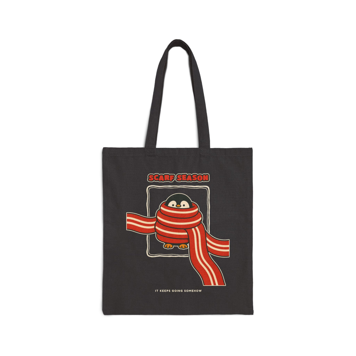 WoozKa Brands Scarf Season Penguin Canvas Tote Bag
