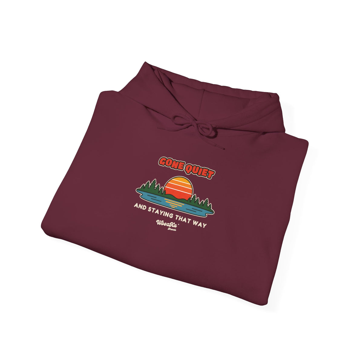 WoozKa Brands Retro Sunset Lake Hoodie, Nature Outdoors Pine Front Print
