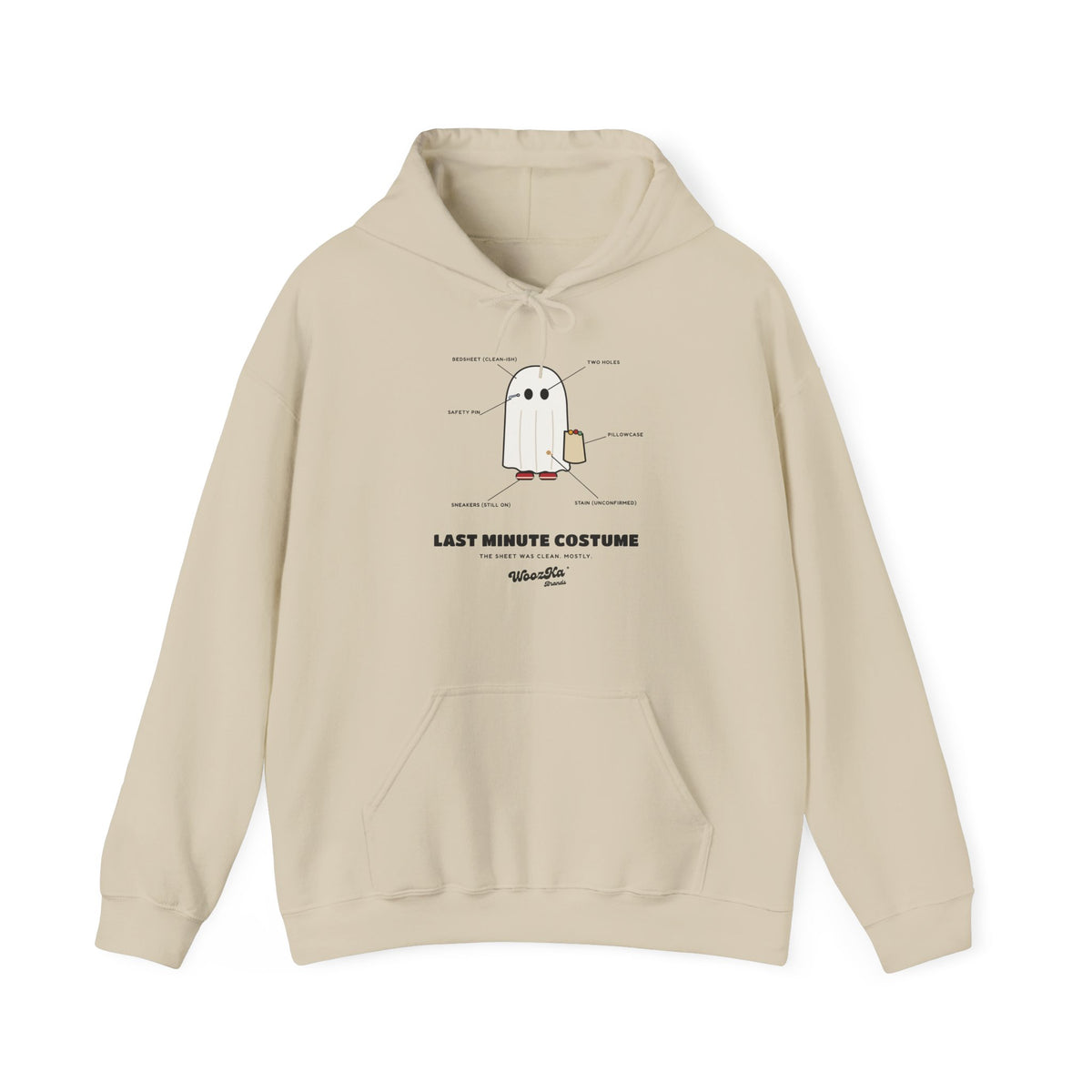 WoozKa Brands Lazy Halloween Costume Hoodie, Funny Ghost Sheet Front Print