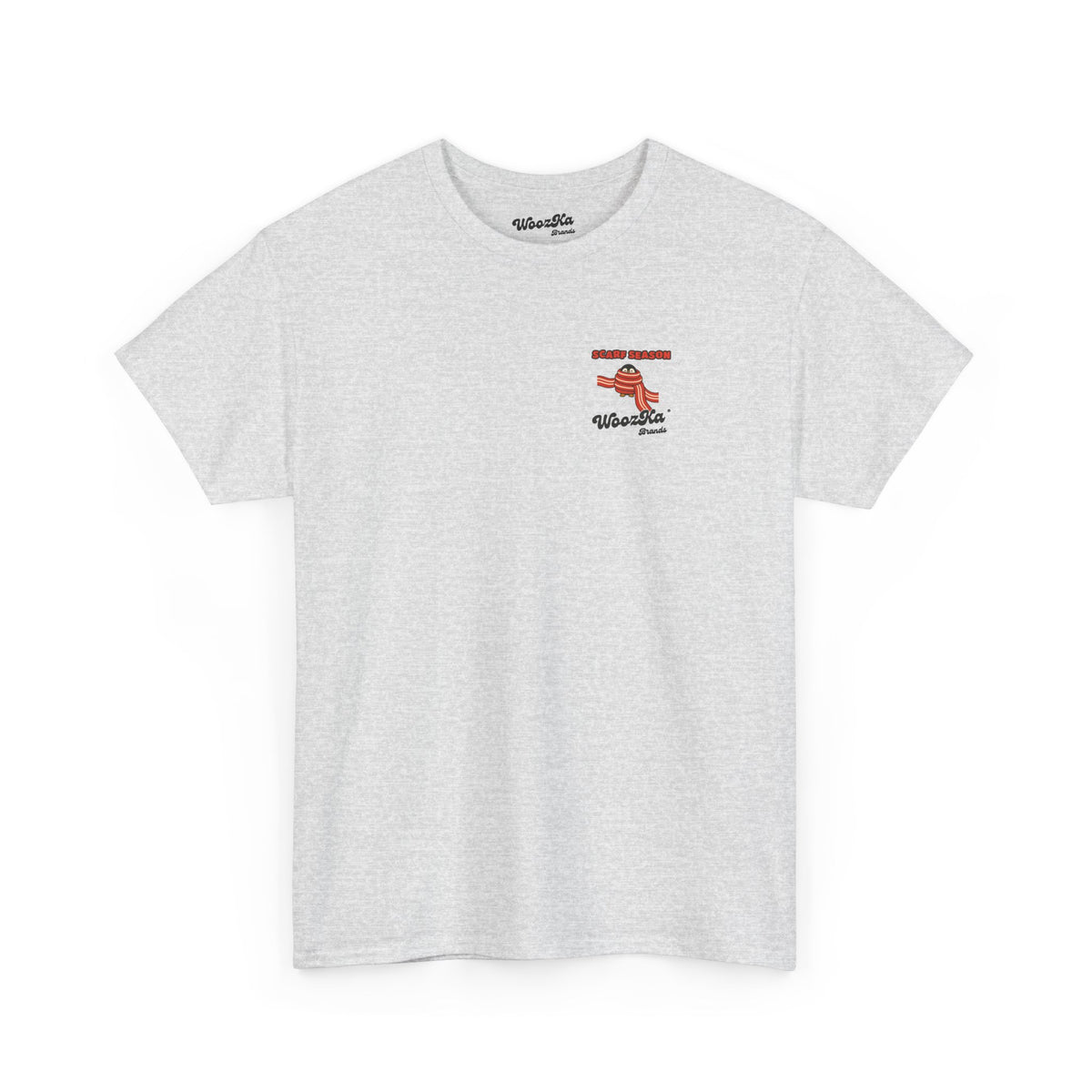 WoozKa Brands Scarf Season Penguin Heavy Cotton T-Shirt, Two-Sided Graphic