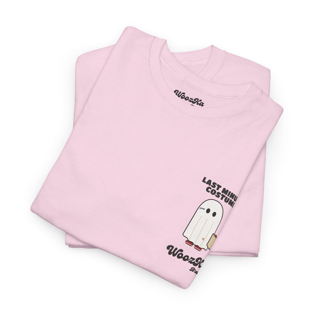 WoozKa Brands Lazy Halloween Costume T-Shirt, Funny Ghost Sheet Back Print